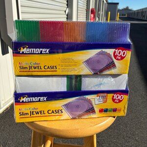NEW Memorex Slim Jewel Cases 100 Pack Multi Color CD / DVD Case x2 Total Of 200